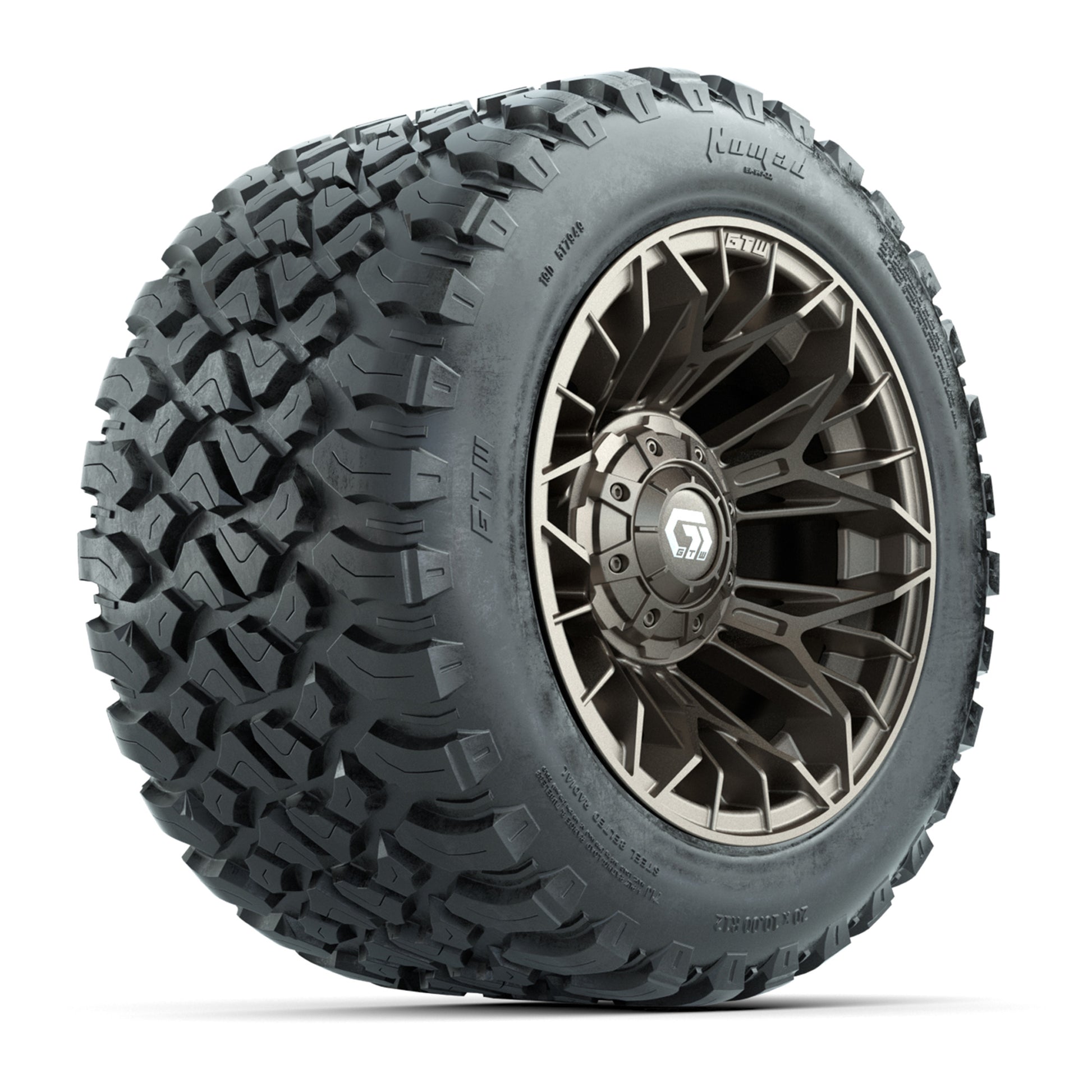 GTW® Stellar Matte Bronze 12 in Wheels with 20X10-12 Nomad Steel Belt Radial All-Terrain Tires – Full Set