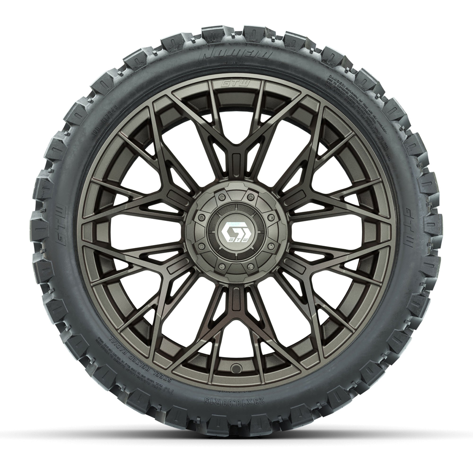 Set of (4) 15 in GTW® Stellar Matte Bronze Wheels with 23x10-R15 Nomad All-Terrain Tires