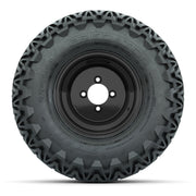 Set of (4) 10 in Black Steel Offset Wheels with 22x11-10 Predator All Terrain Tires