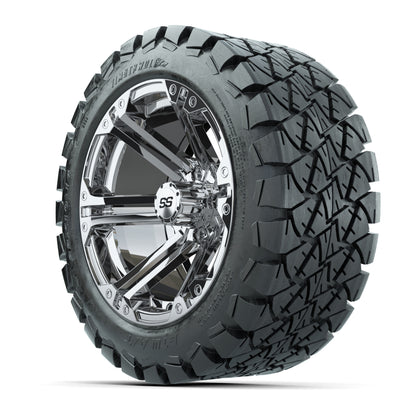 GTW Specter Chrome Wheels with 22in Timberwolf Mud Tires - 1 - 3/4 view
