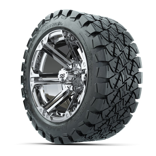 GTW Specter Chrome Wheels with 22in Timberwolf Mud Tires - 1 - 3/4 view