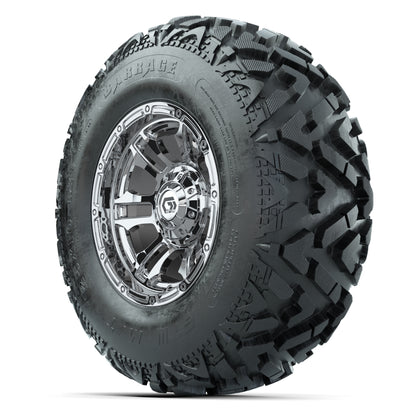 GTW® Shogun Chrome 12 in Wheels with 25X10-12 Barrage Mud Tires – Full Set