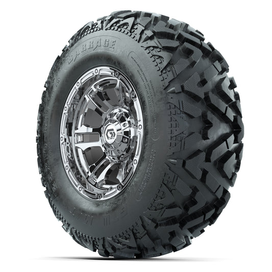 GTW® Shogun Chrome 12 in Wheels with 25X10-12 Barrage Mud Tires – Full Set