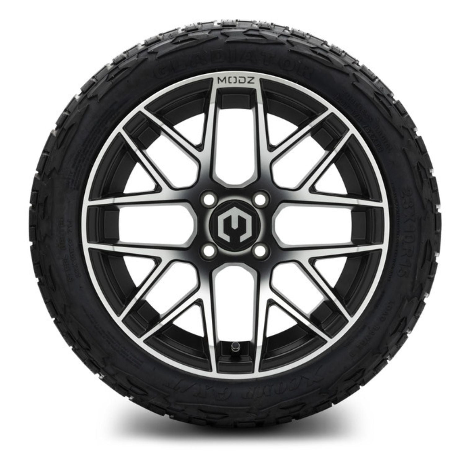 MODZ® 15" Matrix Machined Black Wheels & Off-Road Tires Combo Xcomp Gladiator Steel Belted Radial 23x10-15