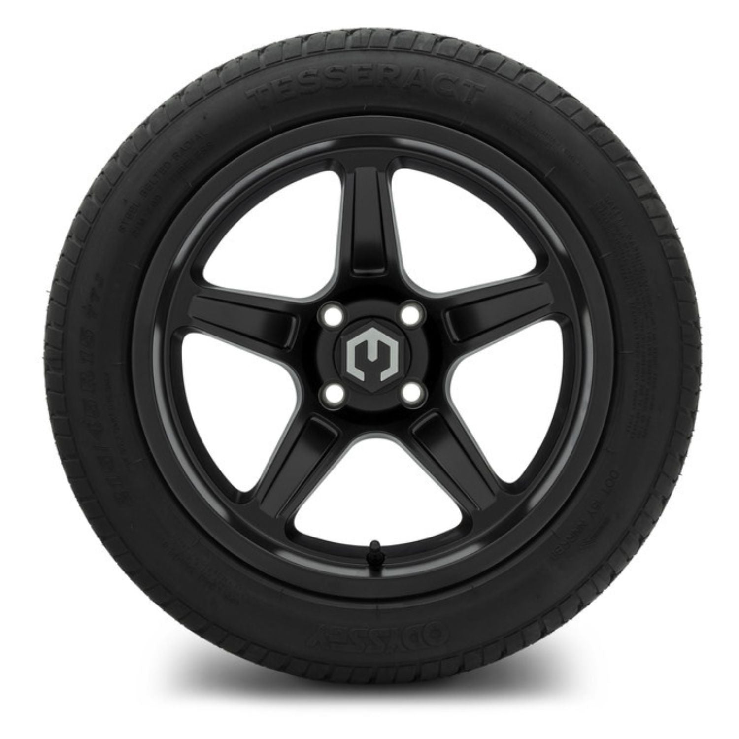 MODZ® 15" Drift Matte Black Wheels & Street Tires Combo (Odyssey Tesseract Steel-Belted Radial 215/45-R15)