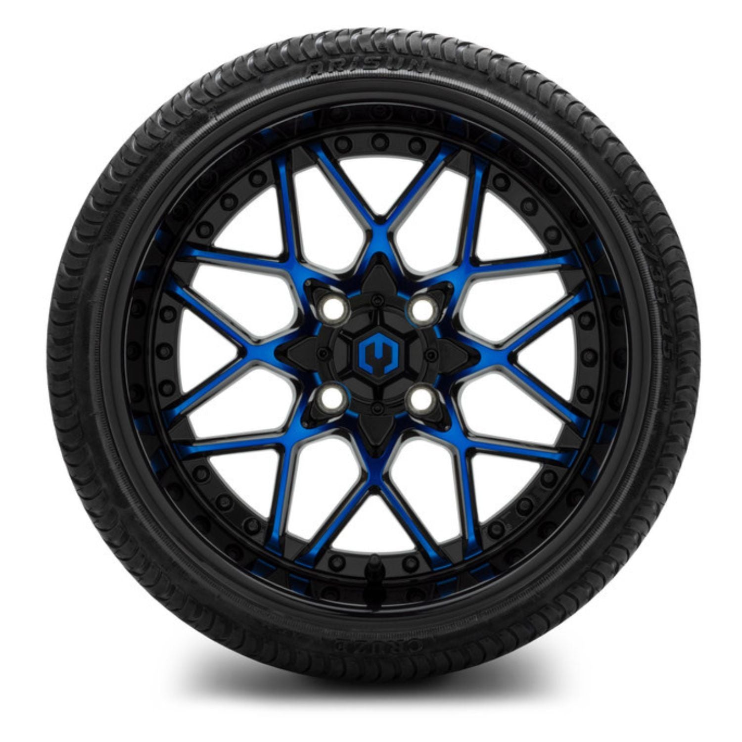 MODZ® 15" Formula Blue and Black Wheels & Street Tires Combo (Arisun Cruze 215/35-15)