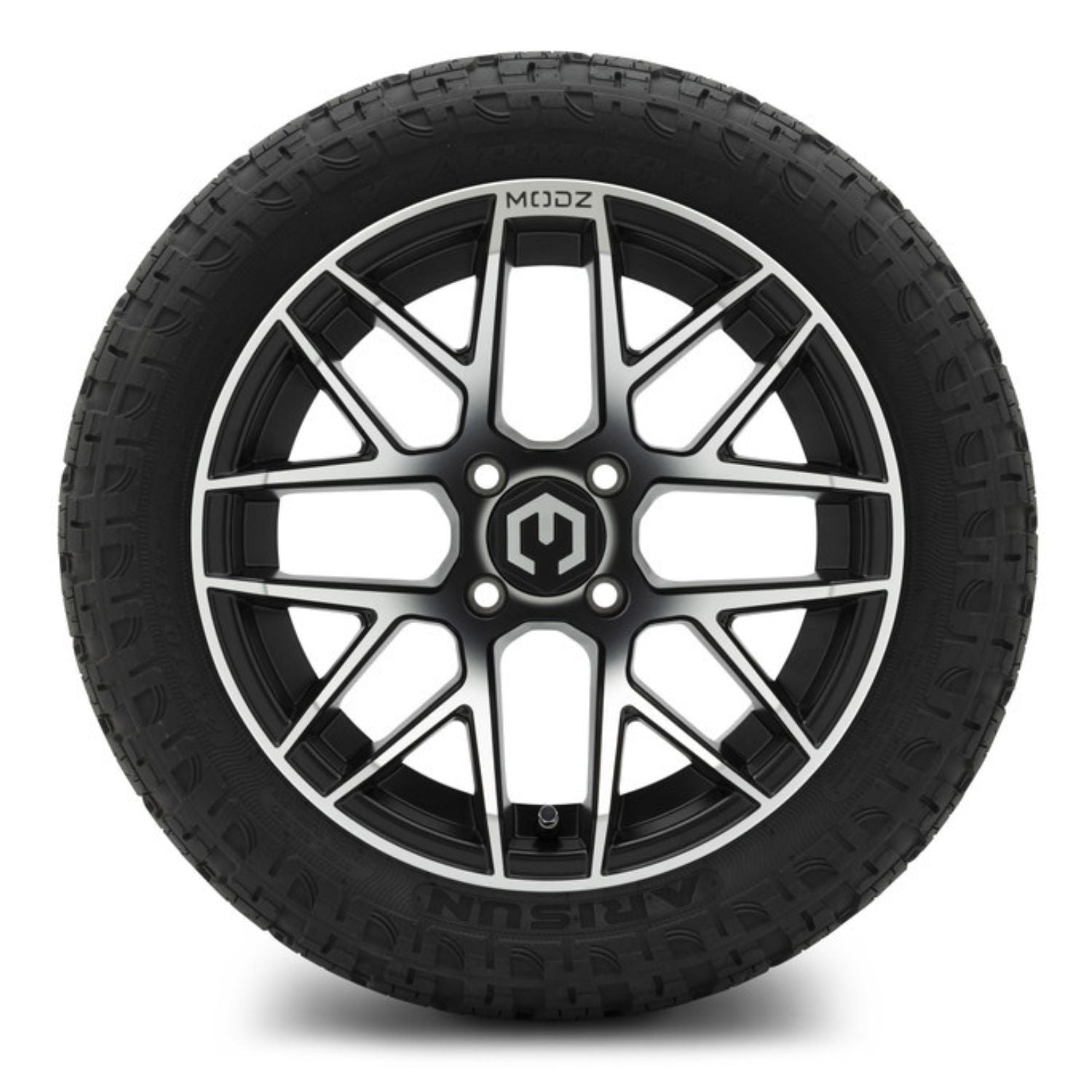 MODZ® 15" Matrix Machined Black Wheels & Off-Road Tires Combo Arisun X-Armory Steel Belted Radial 23x10-15