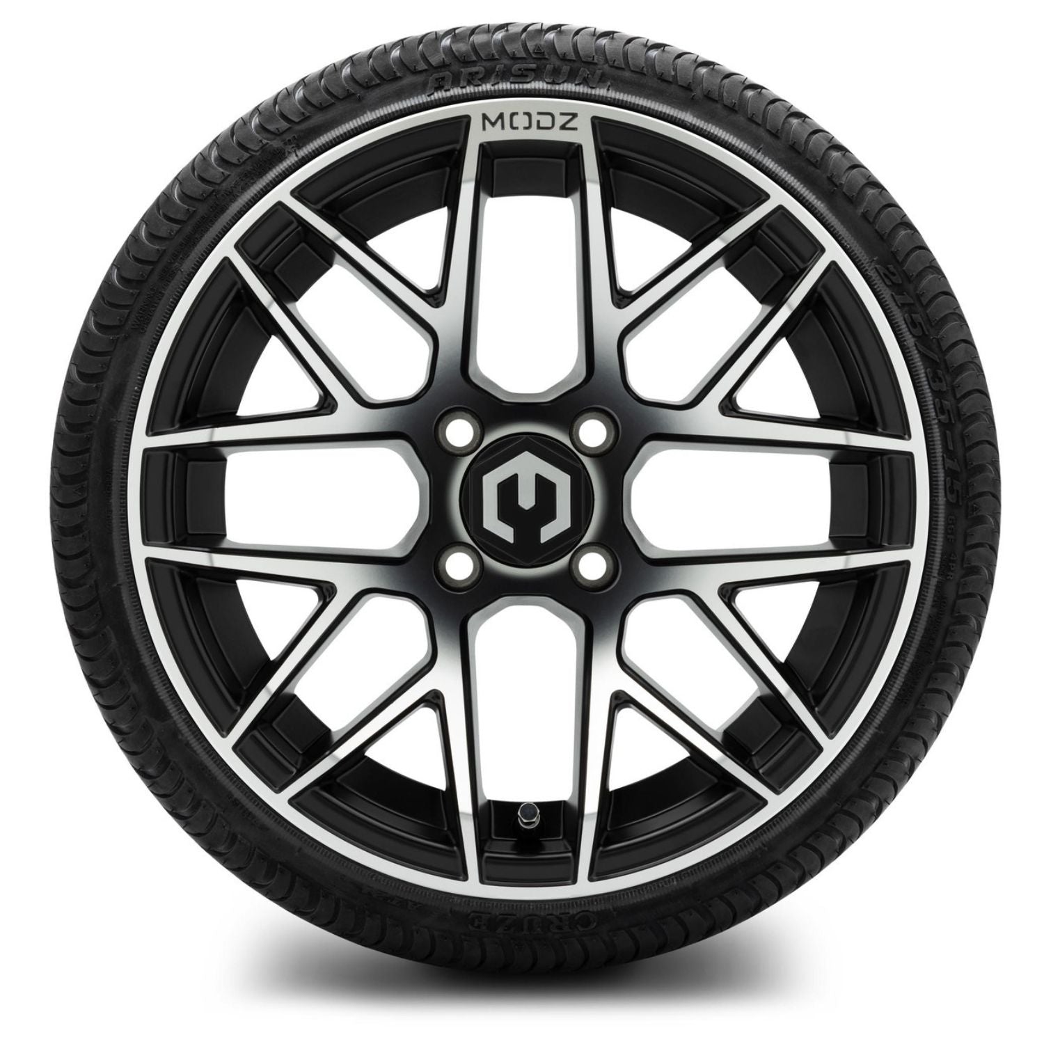 MODZ® 15" Matrix Machined Black Wheels & Street Tires Combo (Arisun Cruze 215/35-15)