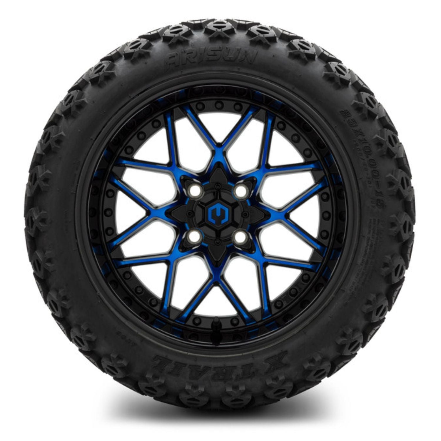 MODZ® 15" Formula Blue and Black Wheels & Off-Road Tires Combo (Arisun X-Trail All-Terrain 23x10-15)