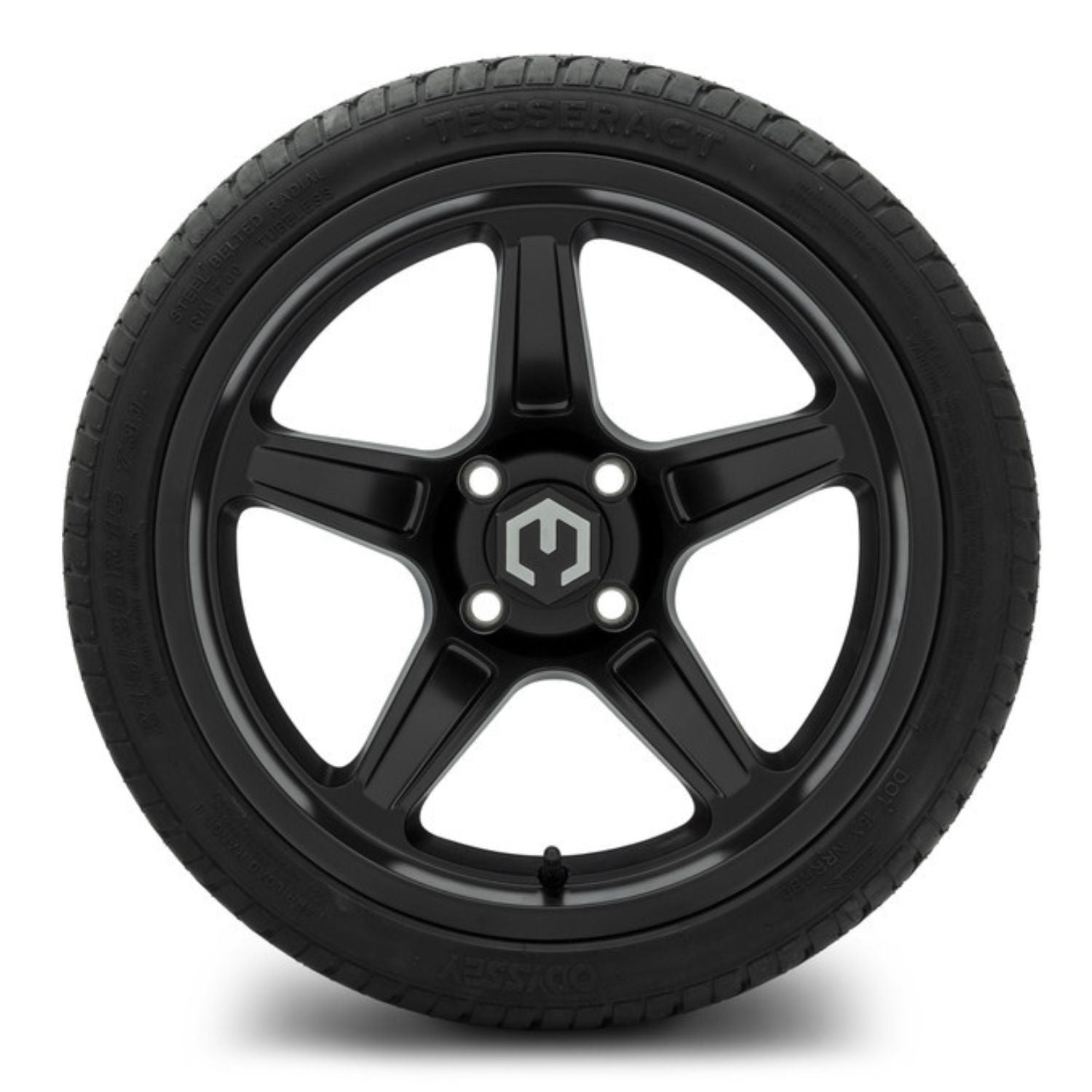 MODZ® 15" Drift Matte Black Wheels & Street Tires Combo (Odyssey Tesseract Steel-Belted Radial 215/35-R15)