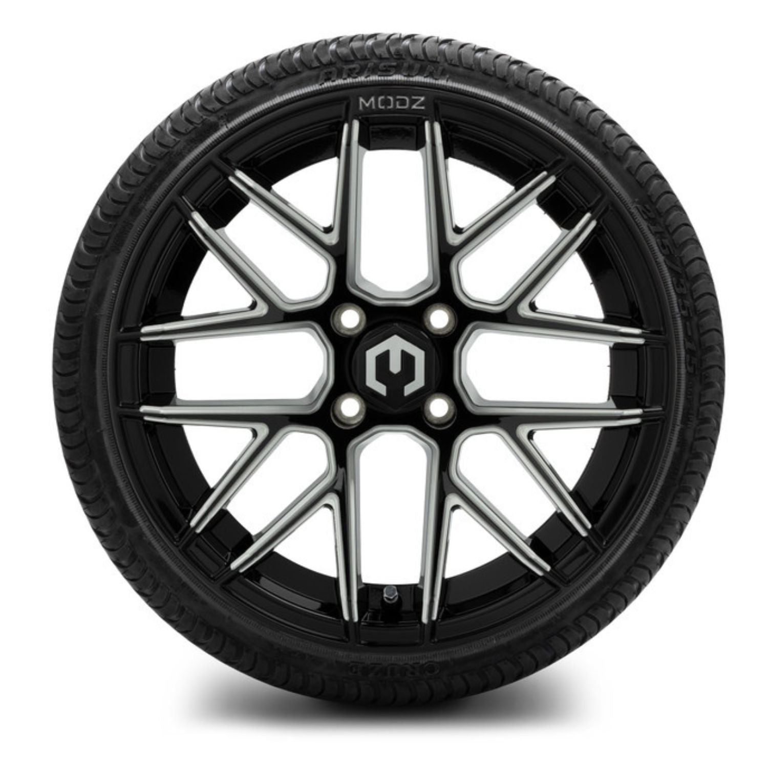 MODZ® 15" Matrix Glossy Black with Ball Mill Wheels & Street Tires Combo (Arisun Cruze 215/35-15)