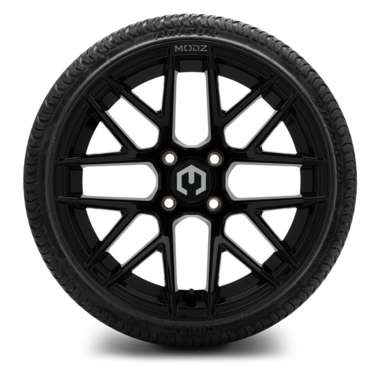 MODZ® 15" Matrix Glossy Black Wheels & Street Tires Combo (Arisun Cruze 215/35-15)
