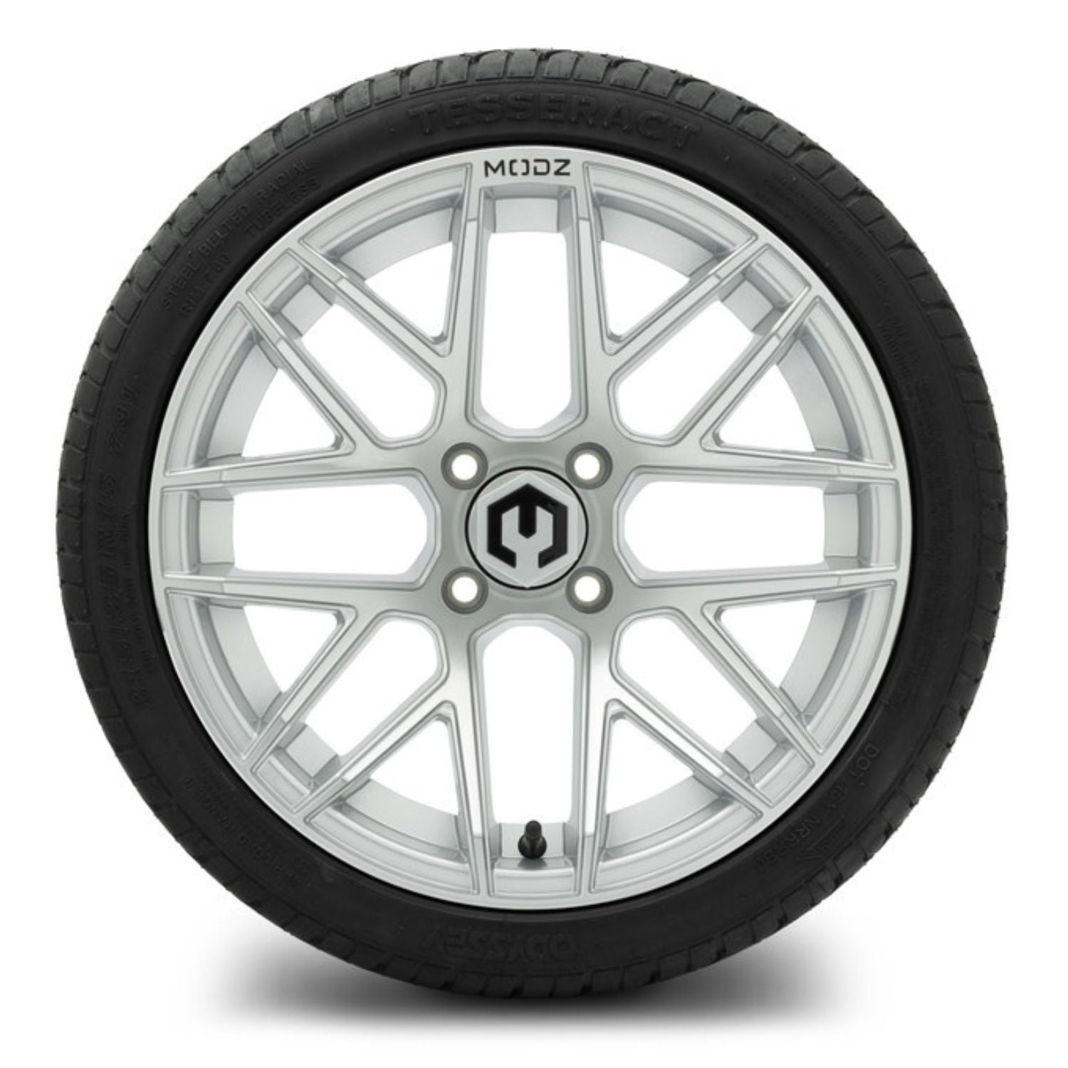 MODZ® 15" Matrix Silver Wheels & Street Tires Combo (Odyssey Tesseract Steel-Belted Radial 215/35-R15)