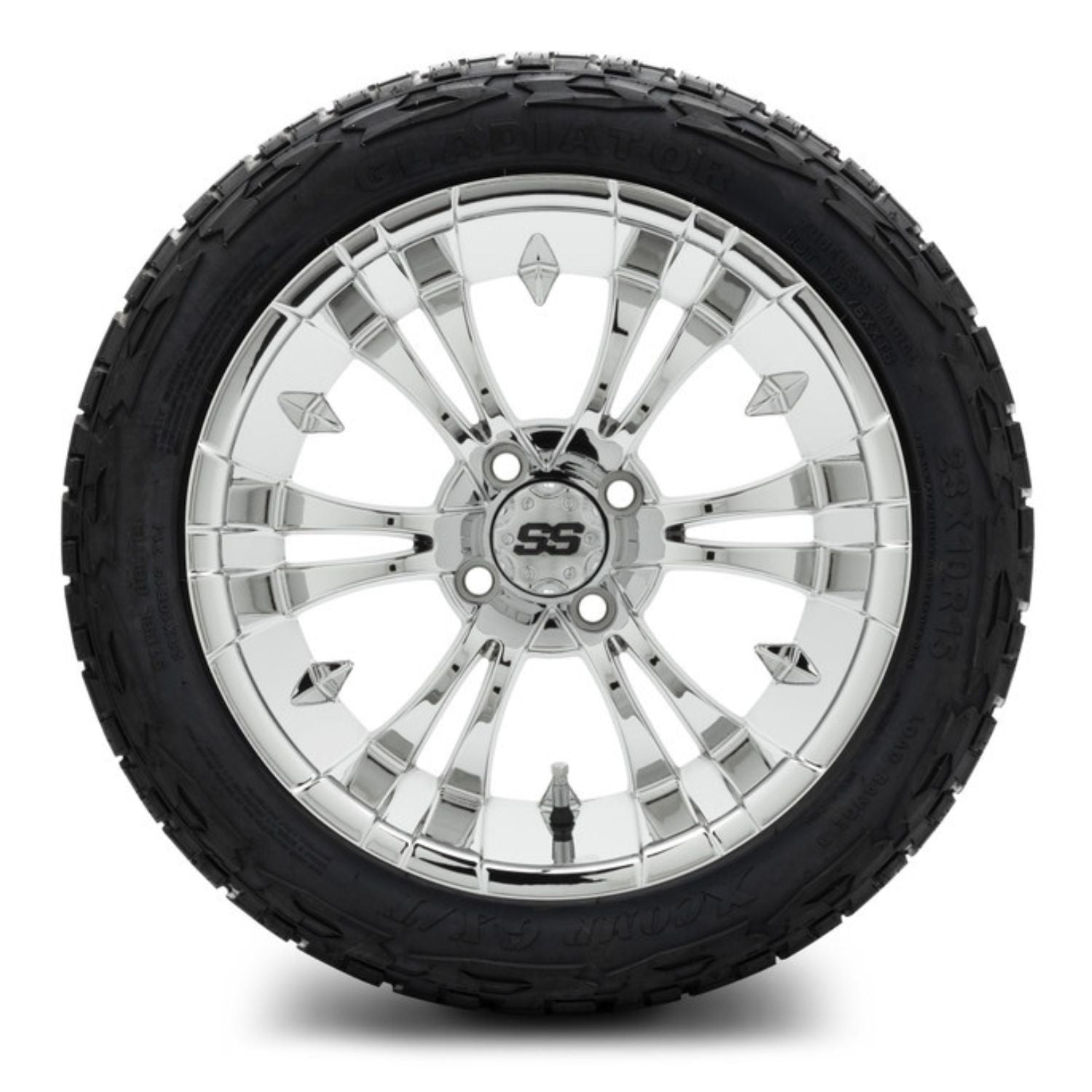 MODZ® 15" Vampire Chrome Wheels & Off-Road Tires Combo (Xcomp Gladiator Steel Belted Radial 23x10-15)