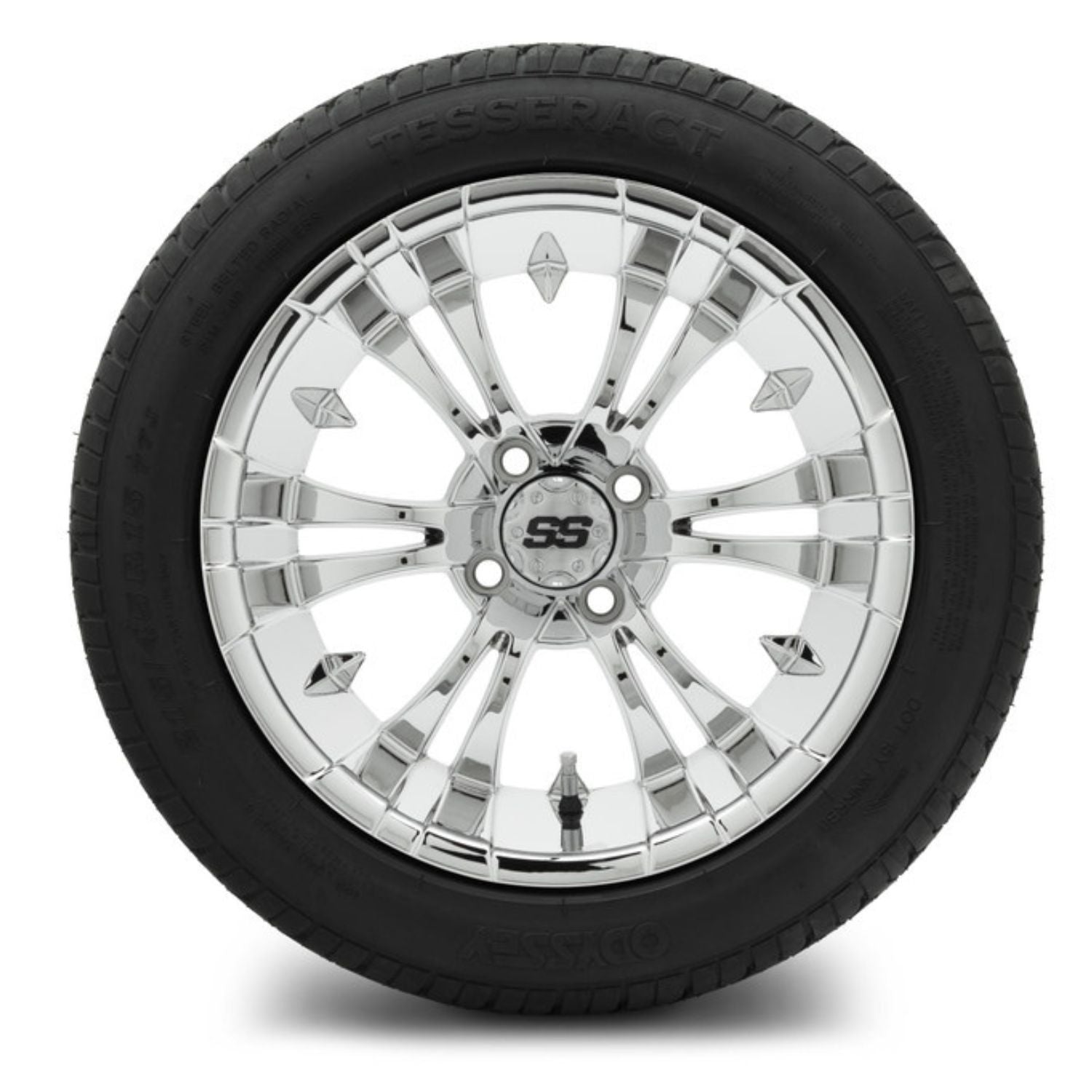 MODZ® 15" Vampire Chrome Wheels & Street Tires Combo (Odyssey Tesseract Steel-Belted Radial 215/45-R15)