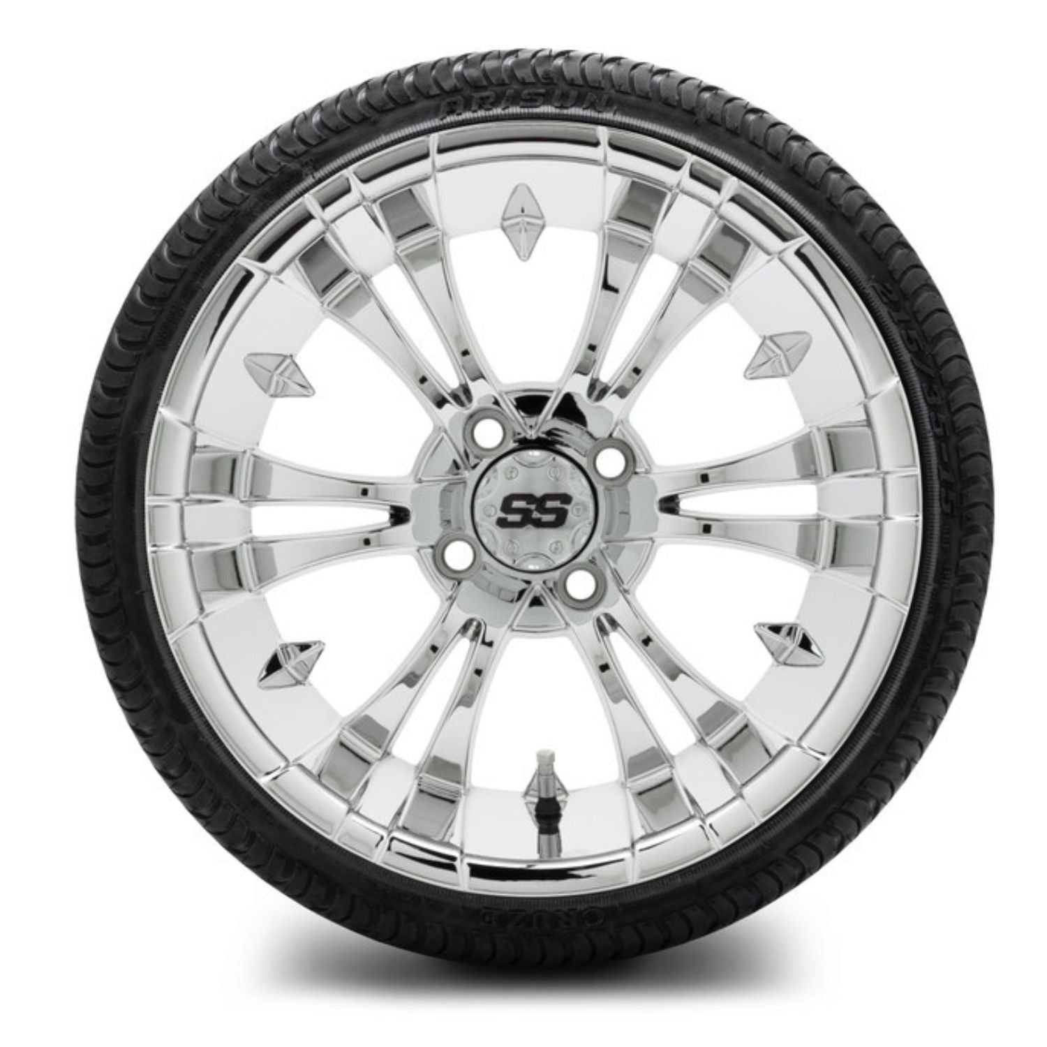 MODZ® 15" Vampire Chrome Wheels & Street Tires Combo (Arisun Cruze 215/35-15)