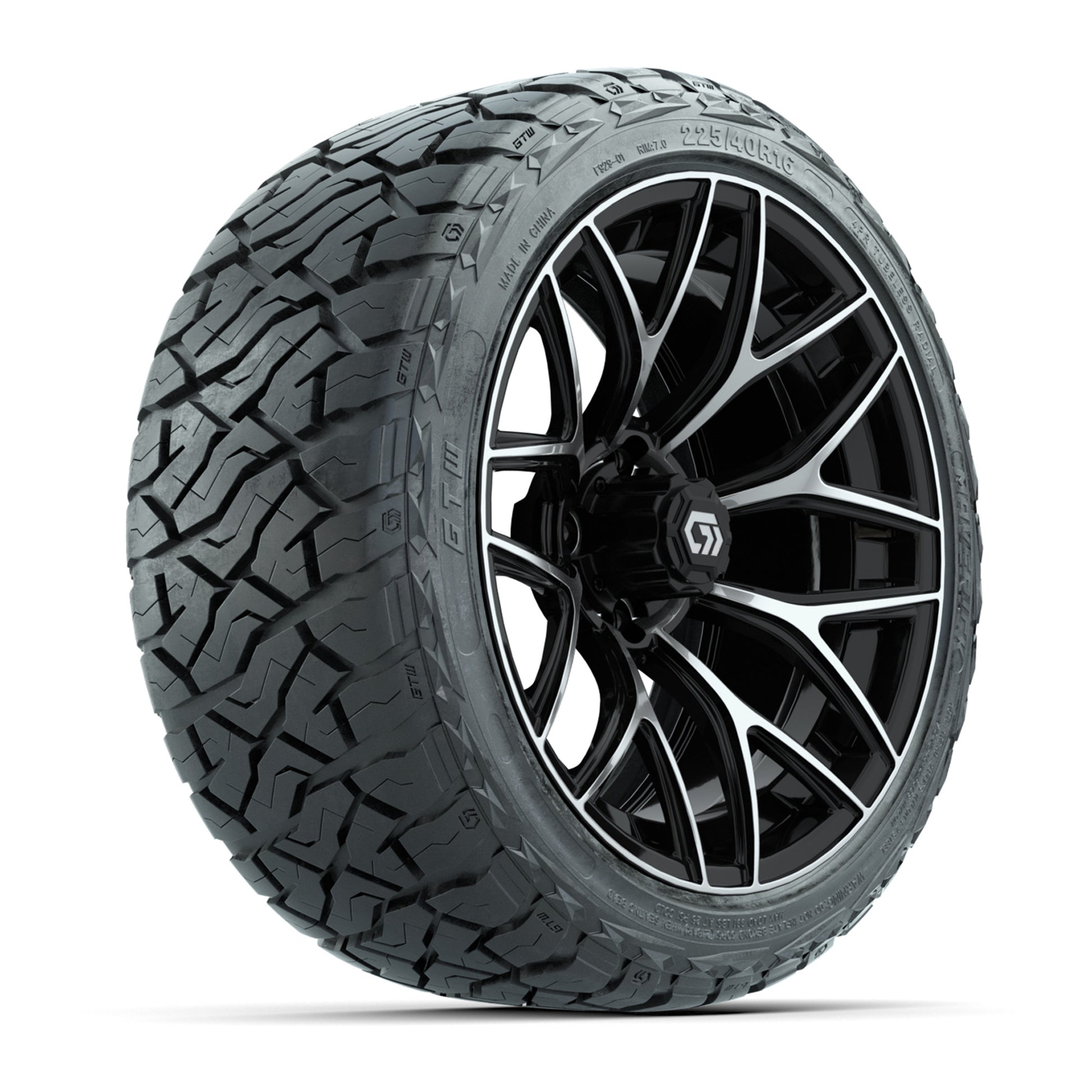 GTW Monaco Black/Machined 16 in Wheels with 225/40-R16 Maverick Hybrid Tires – Full Set