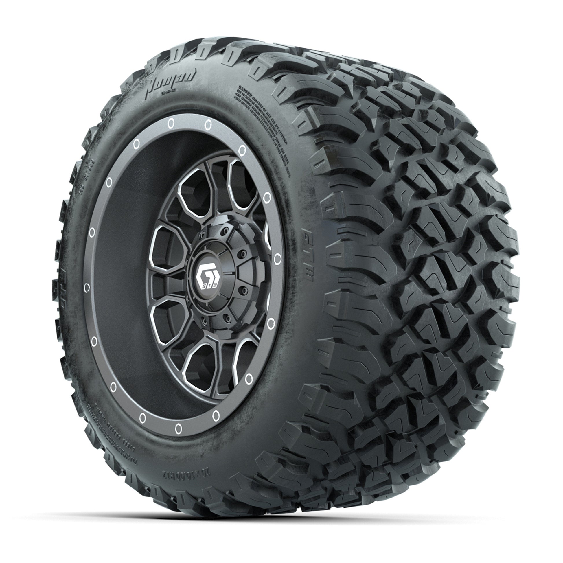 GTW® Volt Gunmetal 12 in Wheels with 20X10-12 Nomad Steel Belt Radial All-Terrain Tires – Full Set