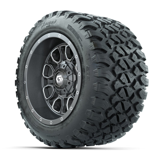 GTW® Volt Gunmetal 12 in Wheels with 20X10-12 Nomad Steel Belt Radial All-Terrain Tires – Full Set