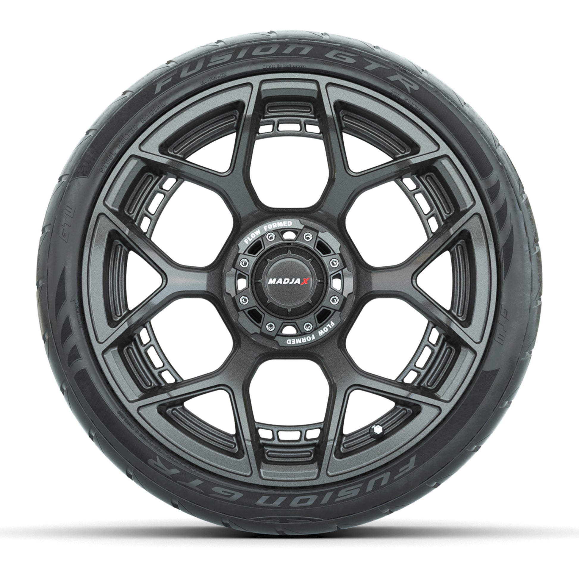 Set of (4) 15" MadJax® Flow Form Evolution Gunmetal Wheels with GTW® Fusion GTR Street Tires