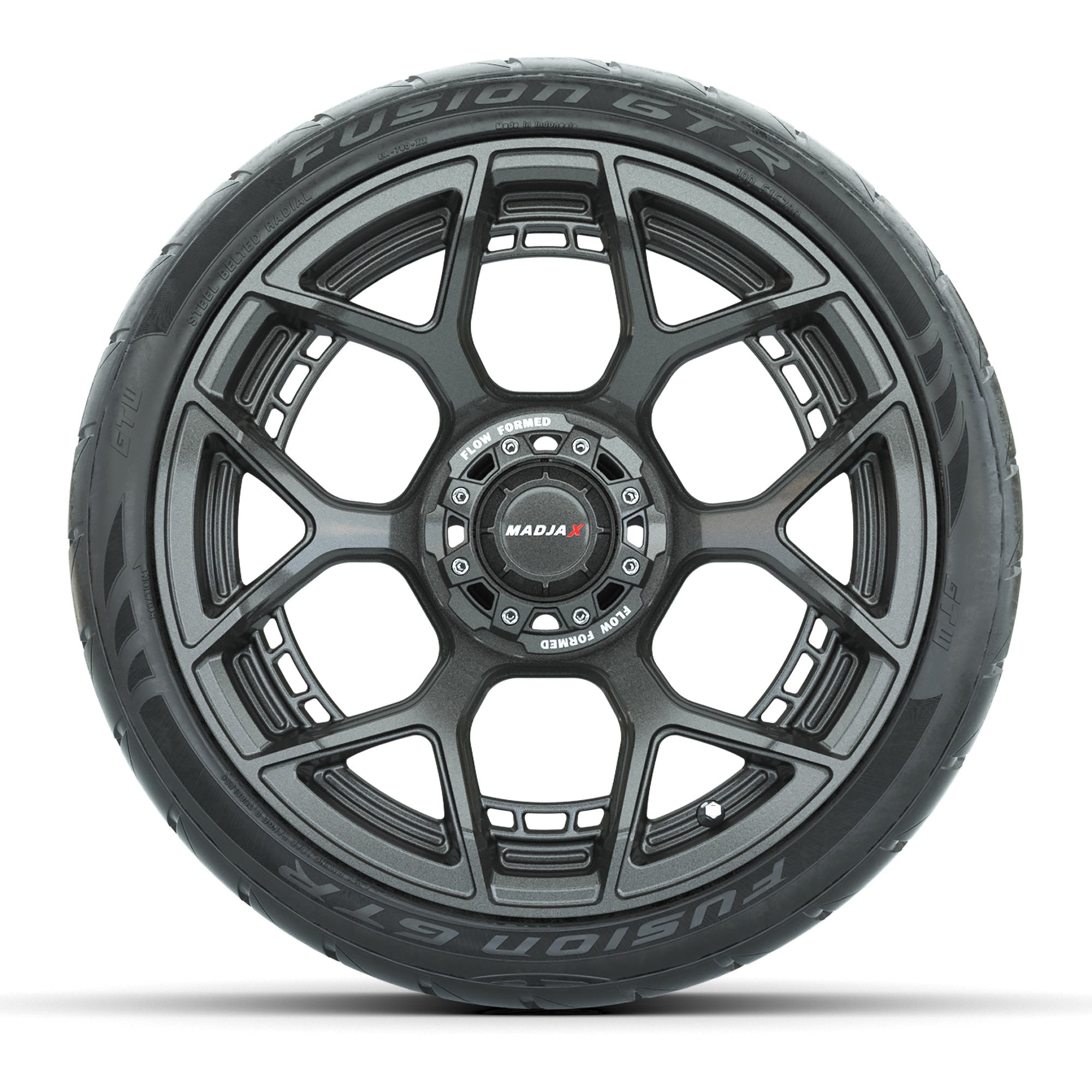 Set of (4) 15" MadJax® Flow Form Evolution Gunmetal Wheels with GTW® Fusion GTR Street Tires
