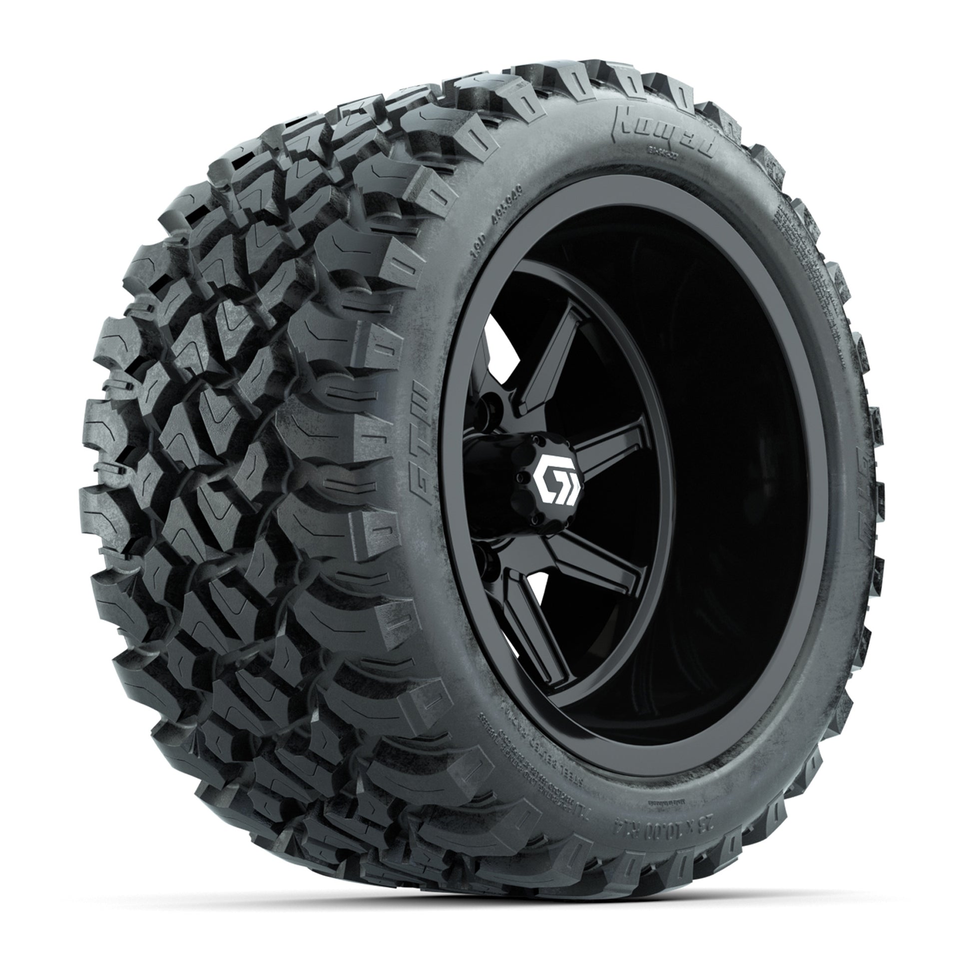 GTW Reaper Gloss Black 14 in Wheels with 23X10-R14 Nomad Steel Belt Radial All-Terrain Tires – Full Set