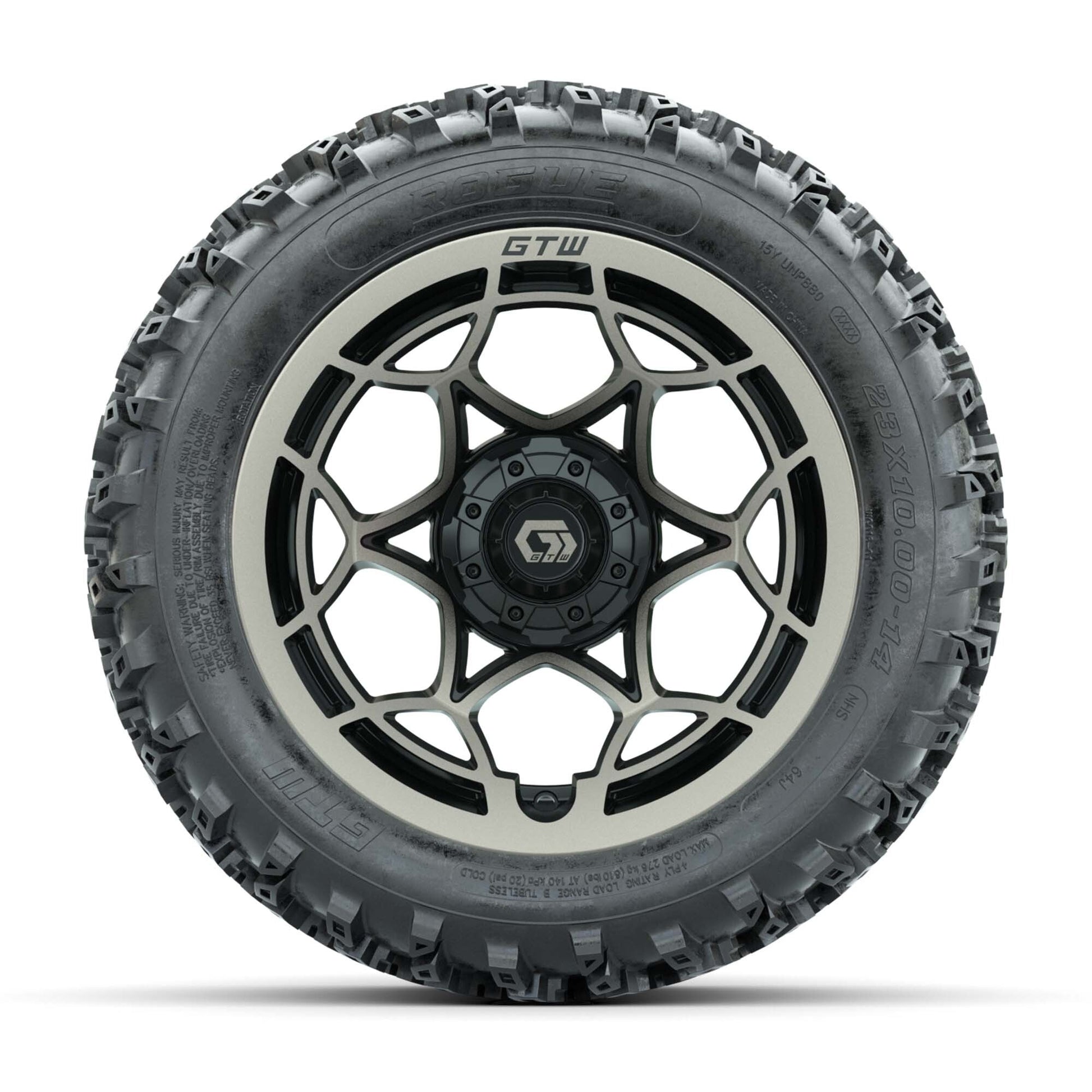 GTW® Nexus Black/Bronze 14 in Wheels with 23X10.00-14 Rogue  - front view