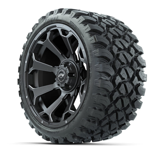 Set of (4) 15″ GTW Raven Matte Gray Wheels with 23x10-R15 Nomad All-Terrain Tires