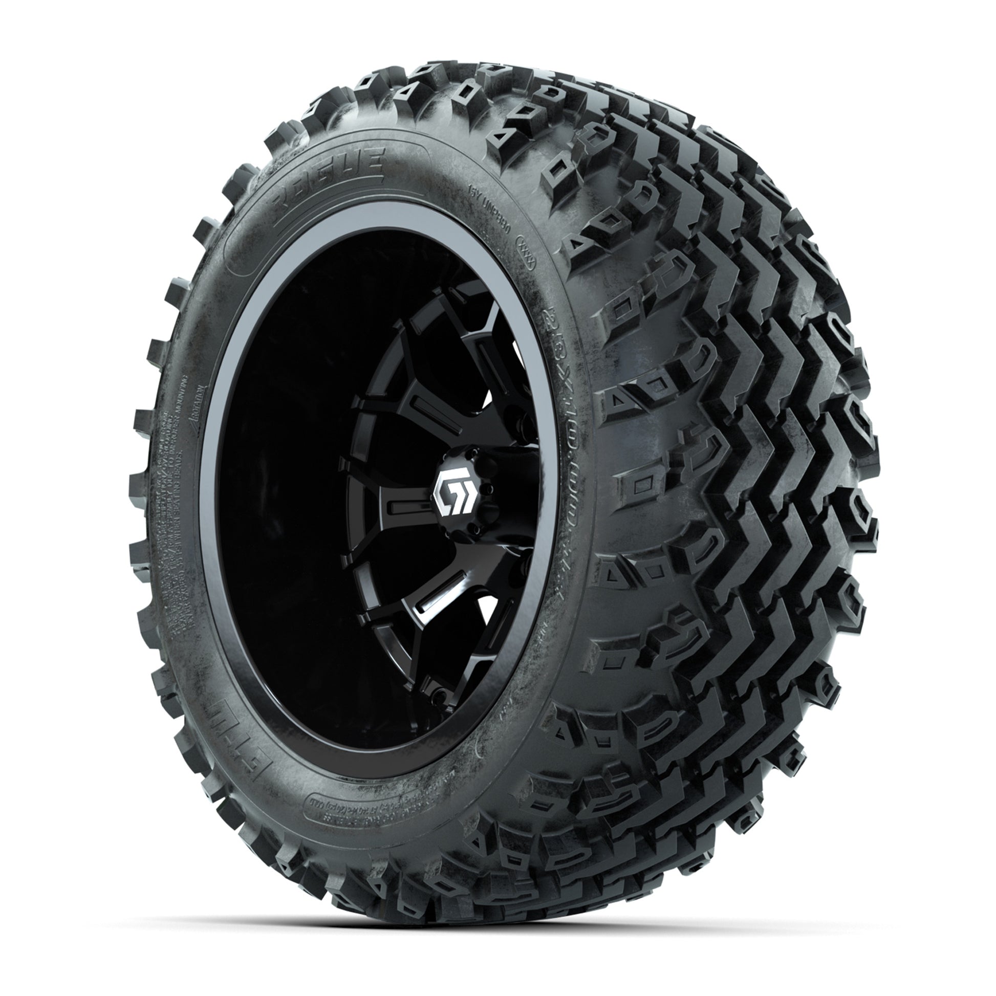 GTW Assault Gloss Black 14 in Wheels with 23X10-R14 Rogue All-Terrain Tires – Full Set
