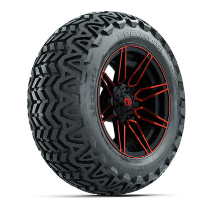 GTW® Stealth Gloss Black/Red 14 in Wheels with 23x10-14 Predator All-Terrain Tires – Full Set