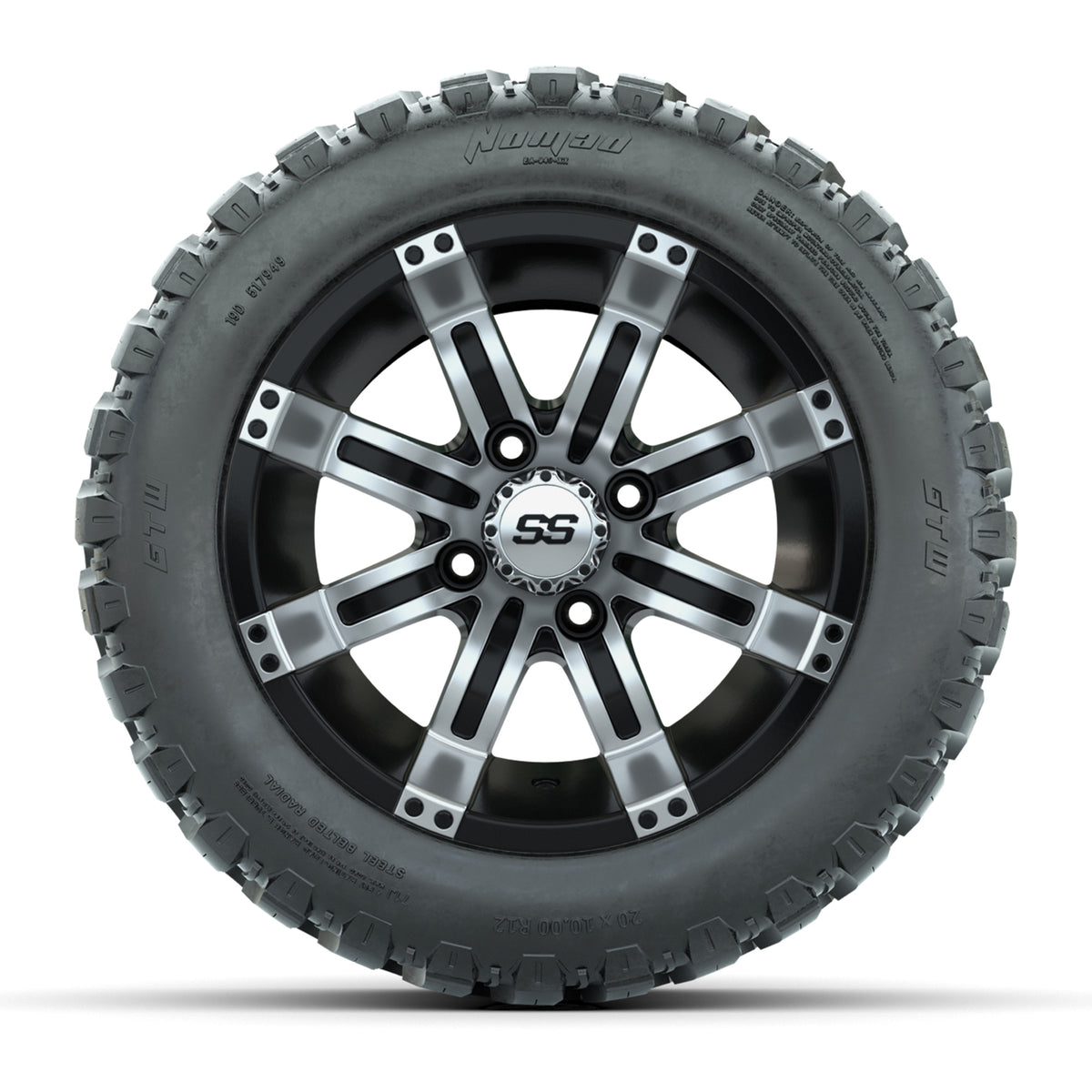 Set of (4) 12 in GTW Tempest Wheels with 20x10-R12 GTW Nomad All-Terrain Tires