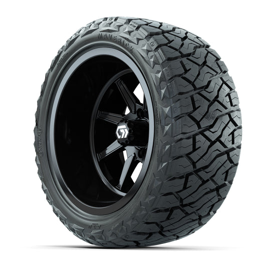 GTW Reaper Gloss Black 15 in Wheels with 23X10-R15 Maverick Steel Belted Radial All-Terrain Tires – Full Set