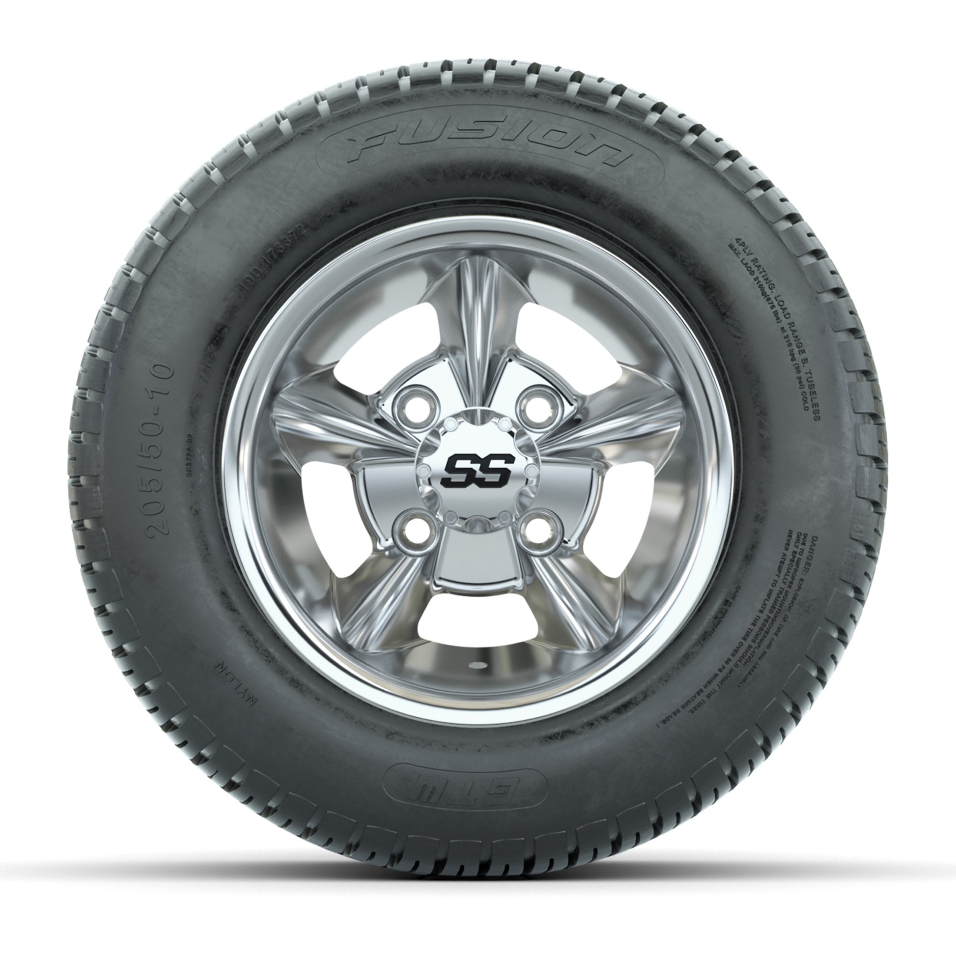 GTW Godfather Chrome 10 in Wheels with 205/50-10 Fusion Street Tires – Full Set