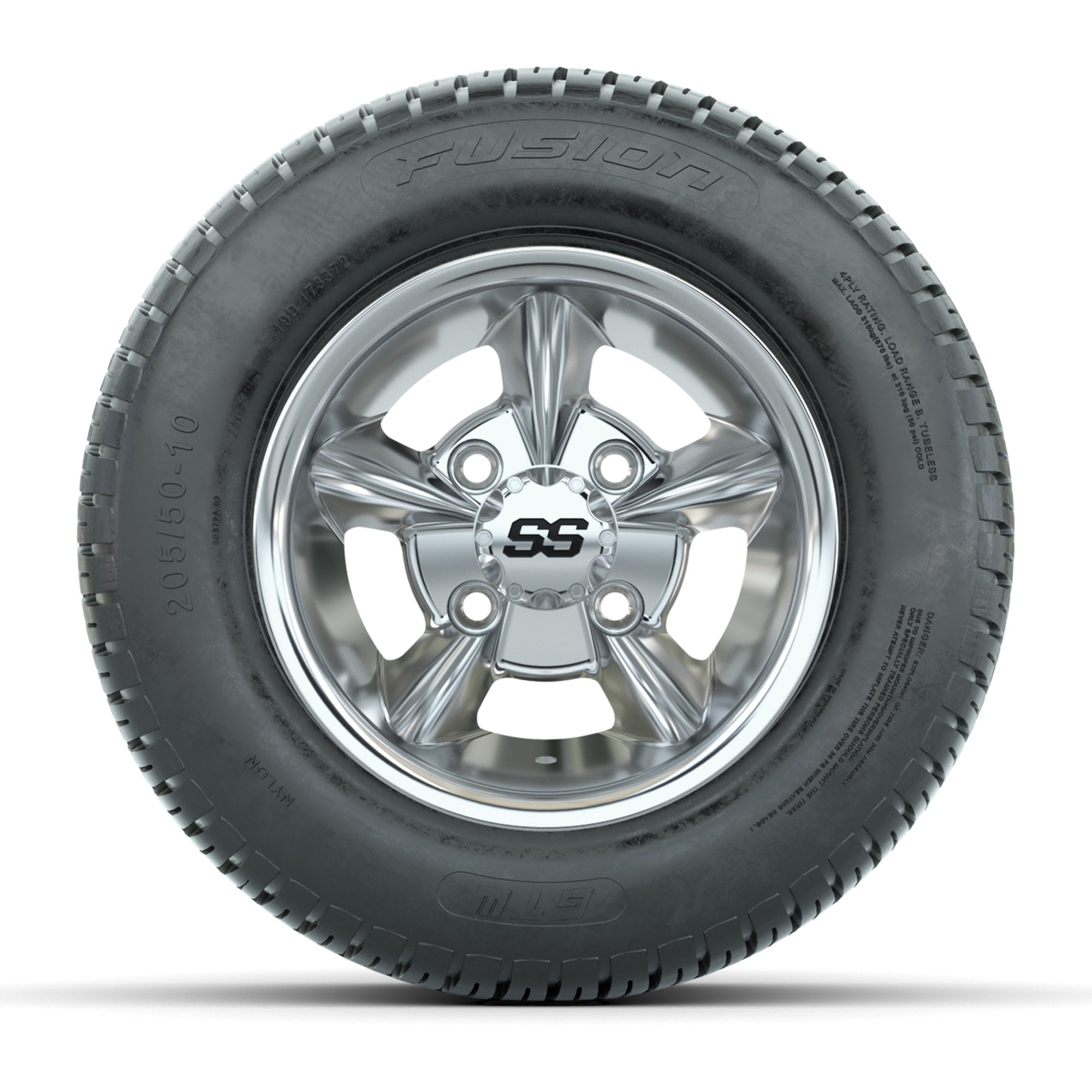 GTW Godfather Chrome 10 in Wheels with 205/50-10 Fusion Street Tires – Full Set