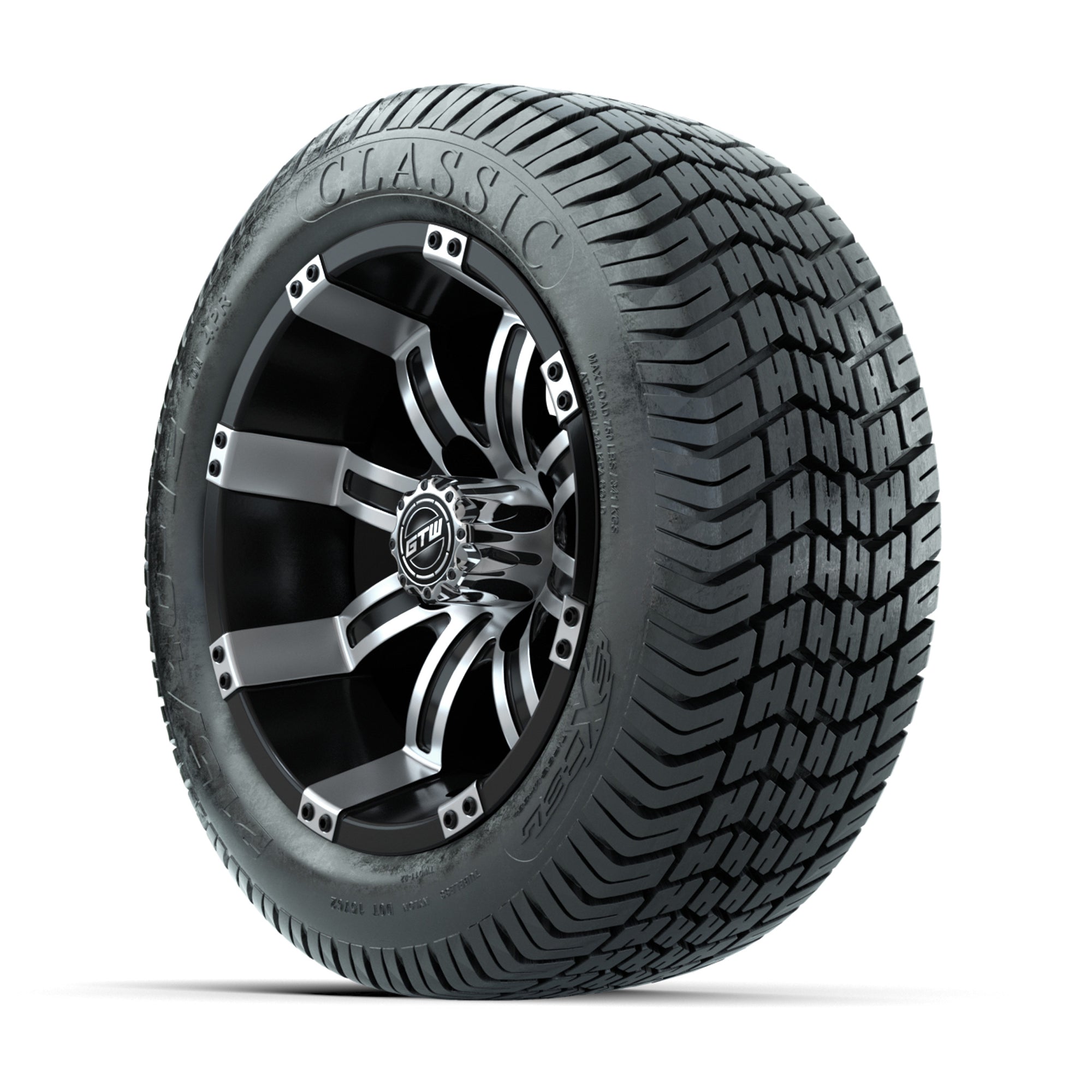 12" GTW Tempest Black and Machined Wheels with Excel Lo-Profile Street Tires – Set of 4