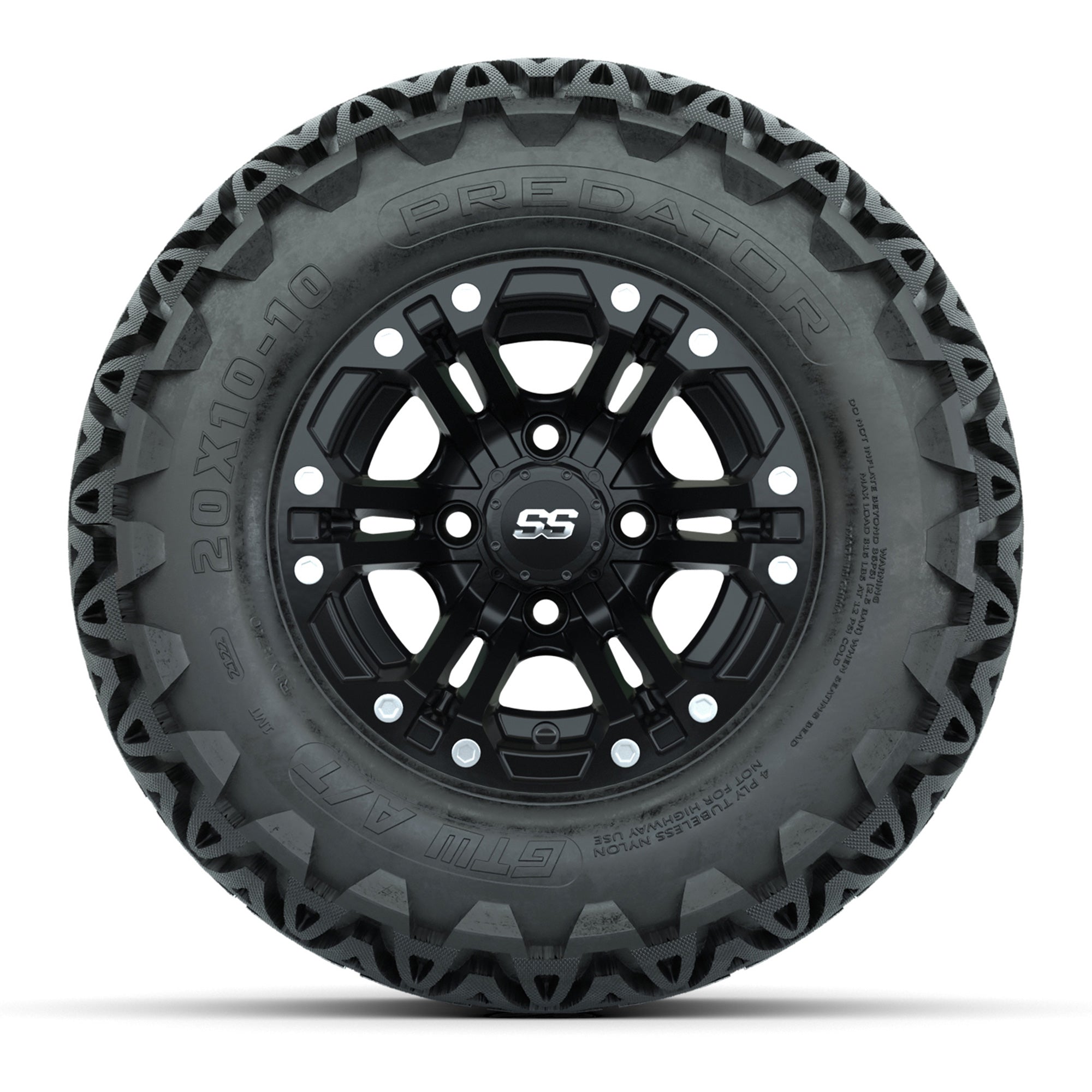 Specter Matte Black Wheels and A-T Tires - 10 Inch