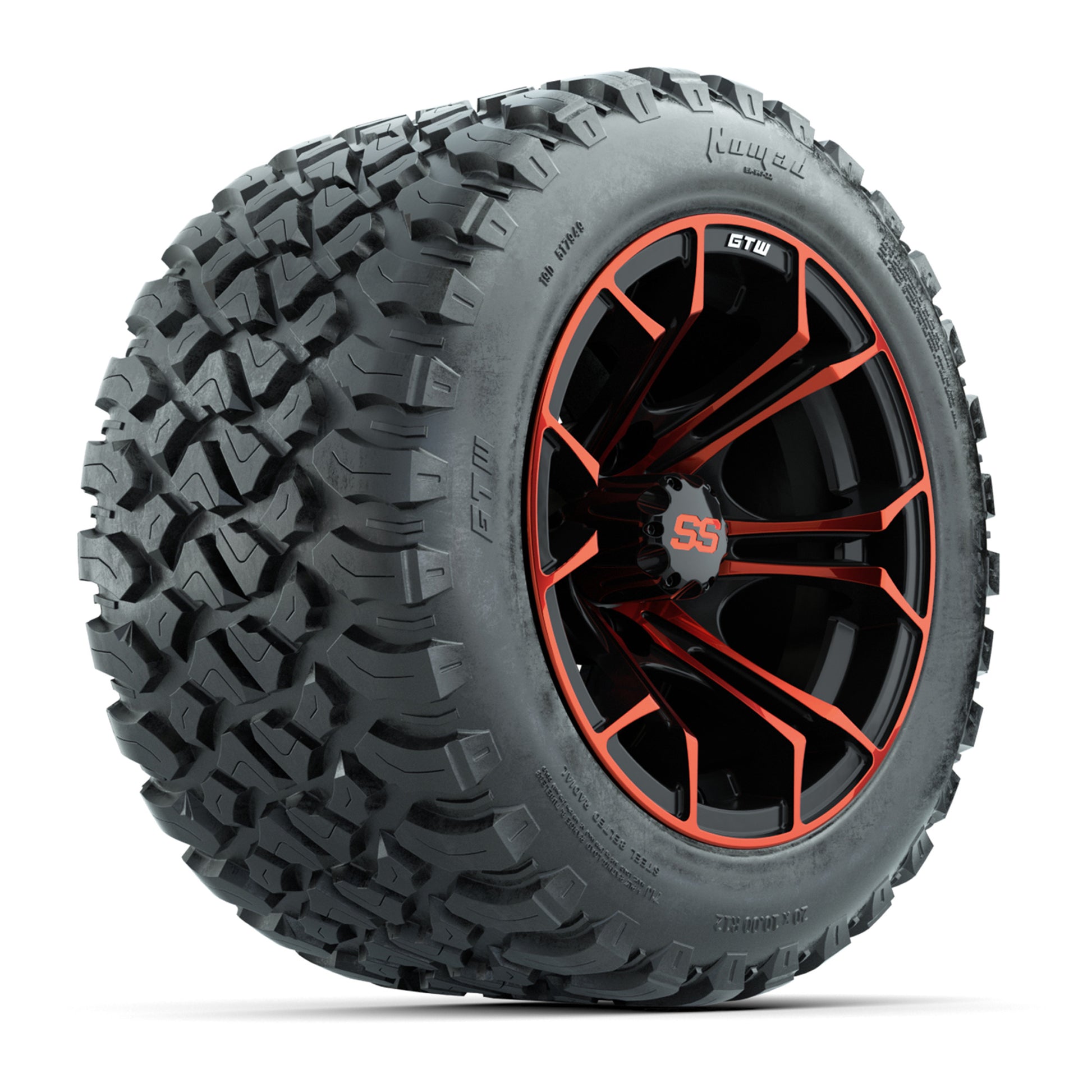 GTW® Spyder Black/Red 12 in Wheels with 20X10-12 Nomad Steel Belt Radial All-Terrain Tires – Full Set