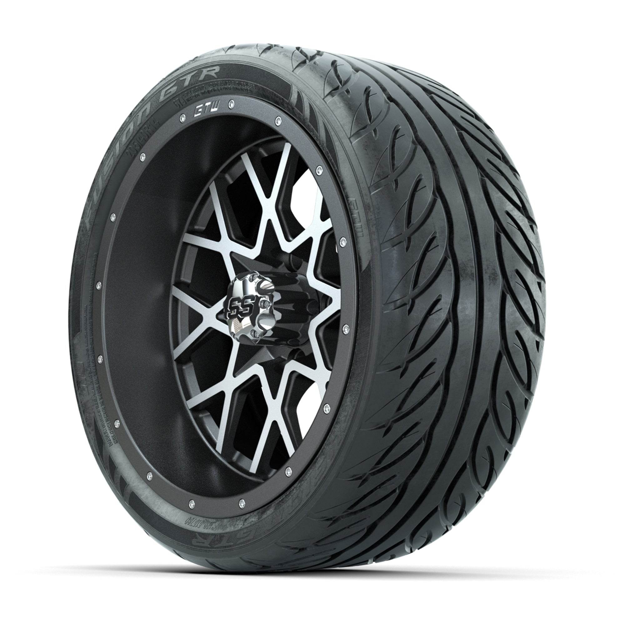 GTW® Vortex 2 Matte Gray/Machined 14 in Wheels with 205/40-R - 3/4 view