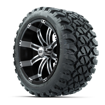 GTW® Tempest Black/Machined 14 in Wheels with 23X10-R14 Noma - 3/4 view