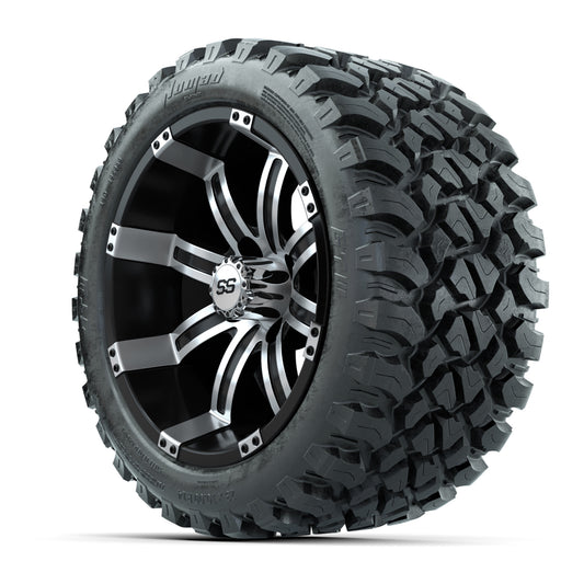 GTW® Tempest Black/Machined 14 in Wheels with 23X10-R14 Noma - 3/4 view