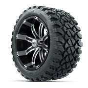 GTW® Tempest Black/Machined 14 in Wheels with 23X10-R14 Noma - 3/4 view