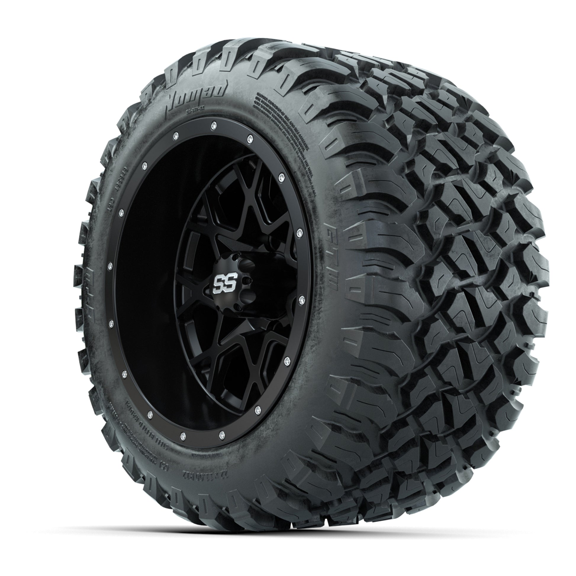 GTW® Vortex 2 Matte Black/Machined 12 in Wheels with 22X11-R12 Nomad Steel Belt Radial All-Terrain Tires – Full Set