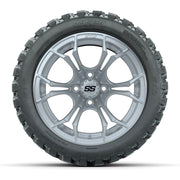 GTW® Spyder Silver Brush 14 in Wheels with 23X10-R14 Nomad S - front view