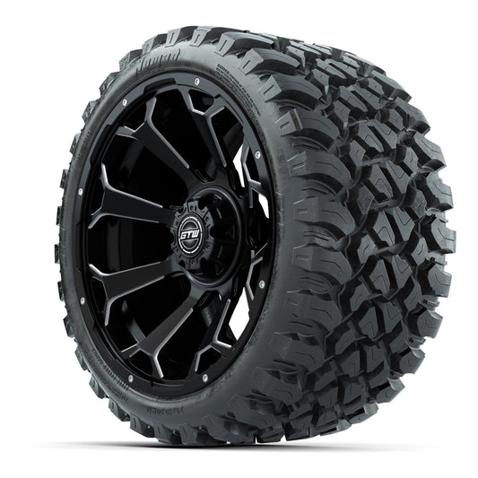 Set of (4) 15″ GTW Raven Matte Black Wheels with 23x10-R15 Nomad All-Terrain Tires