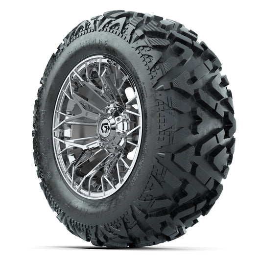 GTW Stellar Chrome 14 in Wheels with 25x10-14 Barrage Mud Ti - 3/4 view