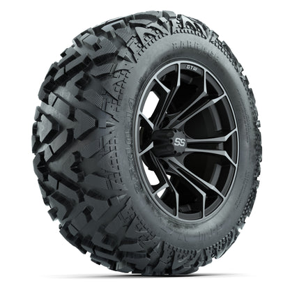 GTW Spyder Matte Gray/Machined 14 in Wheels with 25x10-14 Barrage Mud Tires – Full Set