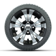 GTW Vampire Black and Machined 12 in Wheels with 18in Fusion Street Tires – Set of 4