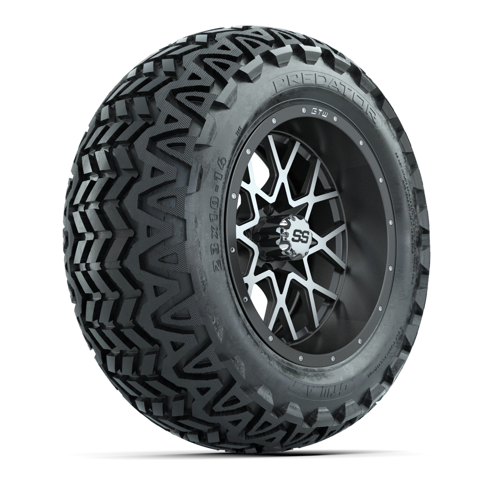 Set of (4) 14 in GTW Vortex Wheels with 23x10-14 GTW Predator All-Terrain Tires