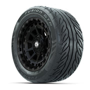 GTW® Barricade Black 14 in Wheels with 255/45-R14 Fusion GTR - 3/4 view
