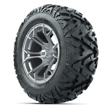 GTW Spyder Silver Brush 14 in Wheels with 25x10-14 Barrage M - 3/4 view